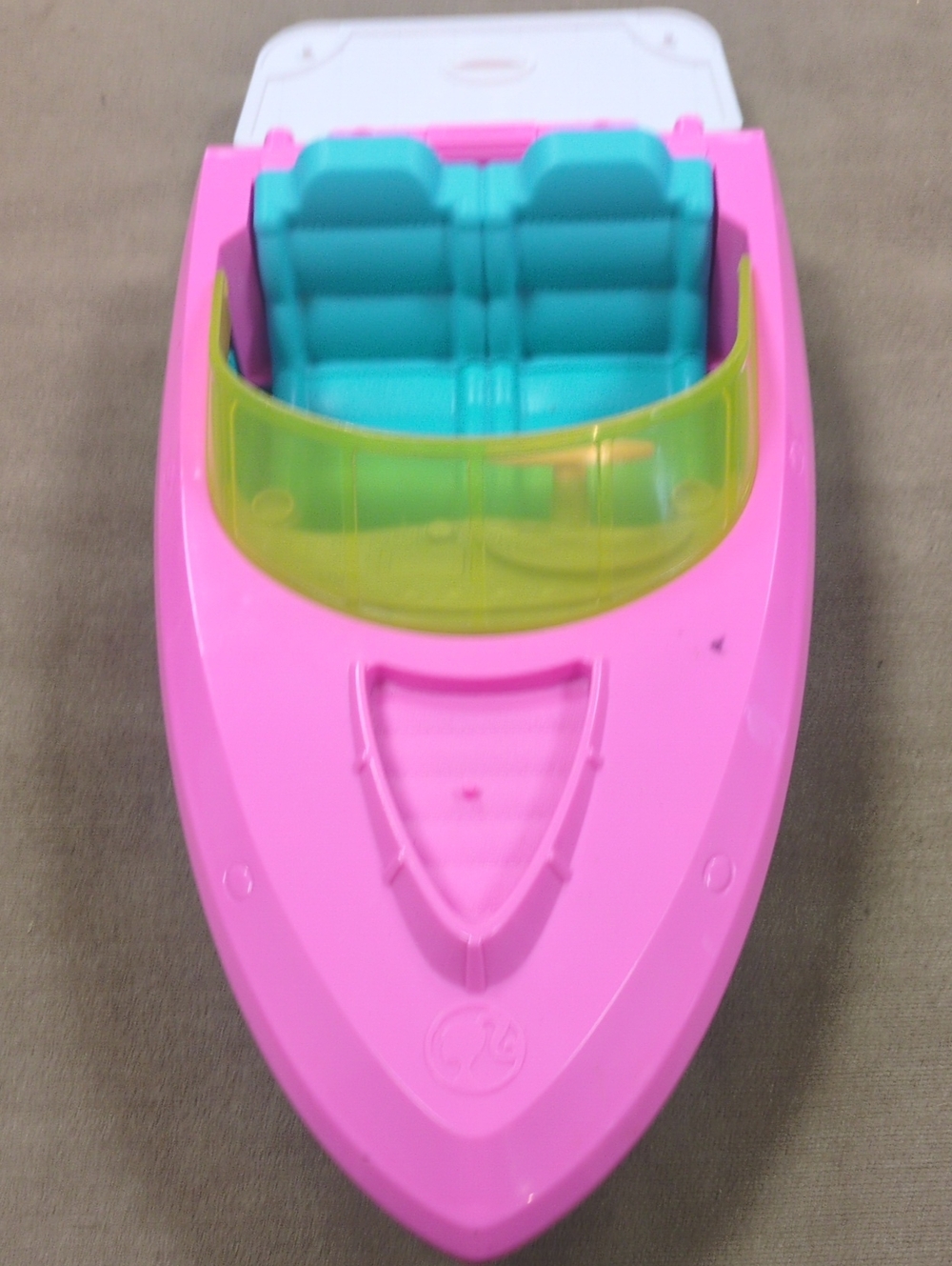 Barbie Pink Boat with Teal Seats and Yellow Windshield
